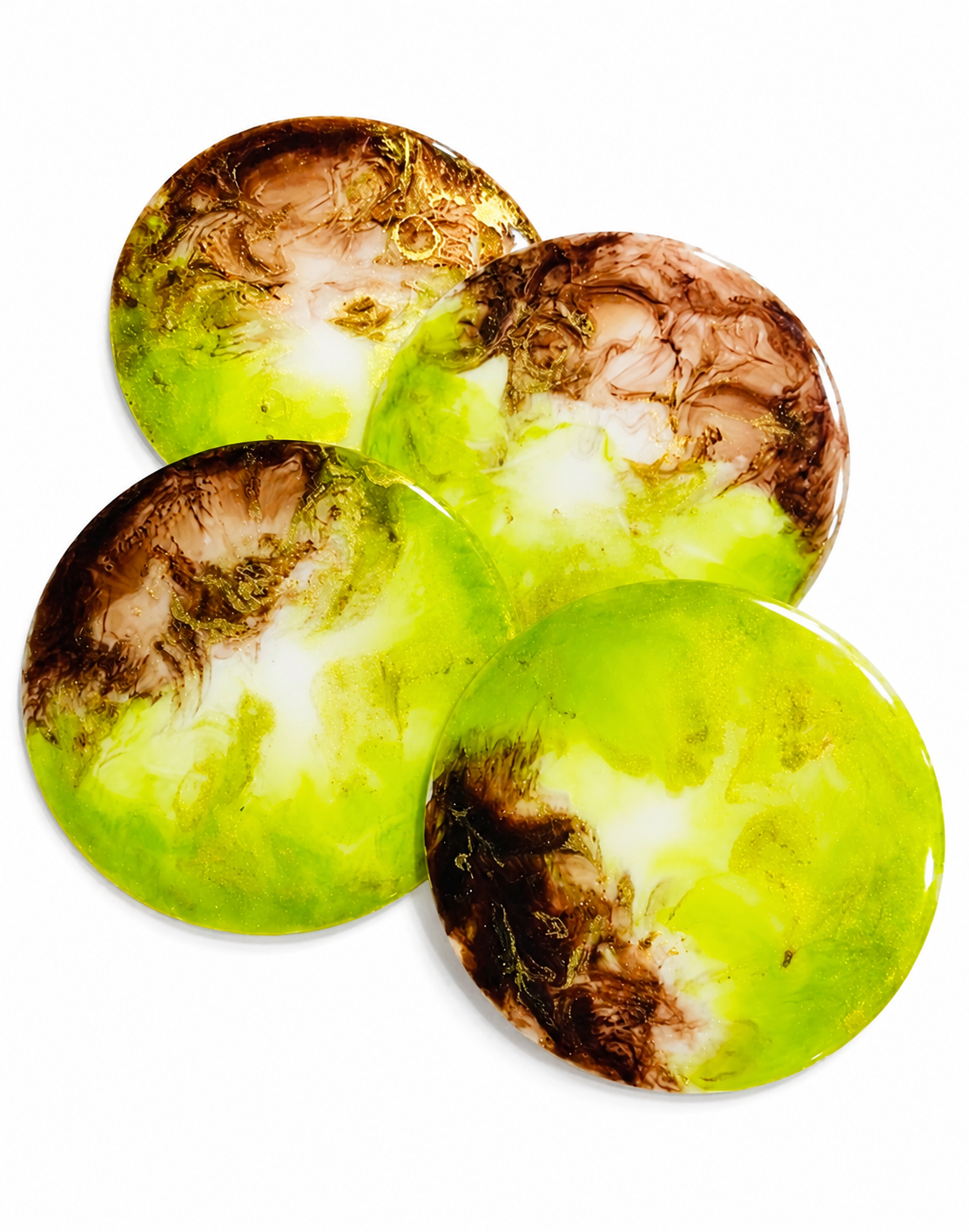 Alcohol ink Resin coasters - white base (set of 4)