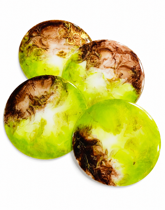 Alcohol ink Resin coasters - white base (set of 4)