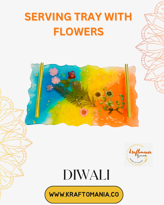 Serving tray with flowers